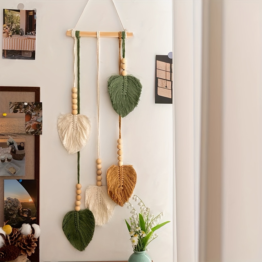 1pc bohemian macrame wall hanging tapestry   colorful wooden beads wall decor horizontal panel suitable for bedroom headboard hanging fabric for d cor
