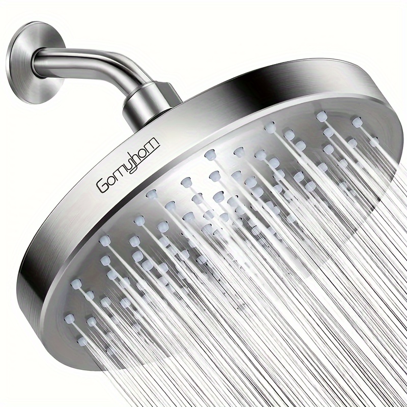 

6 Inch" Pressurized Shower Head, Rain Shower Head Stainless Steel High Pressure Rain Shower Head Anti-rust Shower Head With Silicone Nozzle