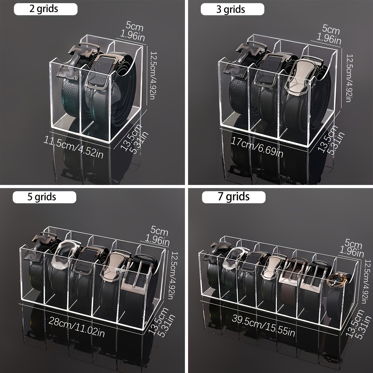 1 акриловая многоразовая органайзер для ремней с несколькими слотами, прозрачный выставочный кейс для мужчин и женщин, подходящий для шарфов, часов, аксессуаров для волос, украшений, шкафов и ящиков, немагнитный, спортивный стиль, сплошной узор, детали 4