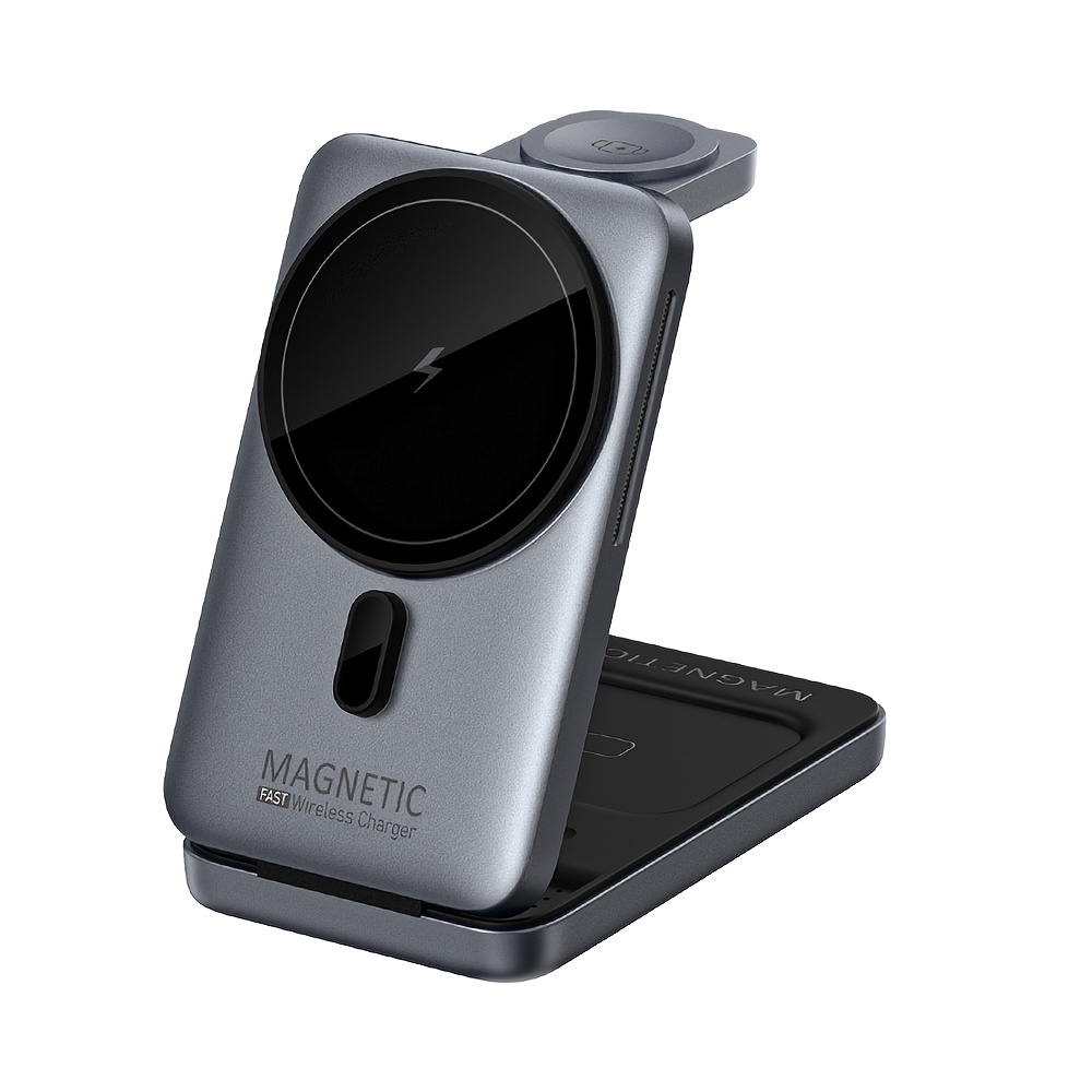 TEMU A Versatile 3-in-1 Wireless Charger That Offers 15w Fast Charging And Features A Magnetic Stand, Compatible With For Iphone 12-17 Pro , Iwatch
