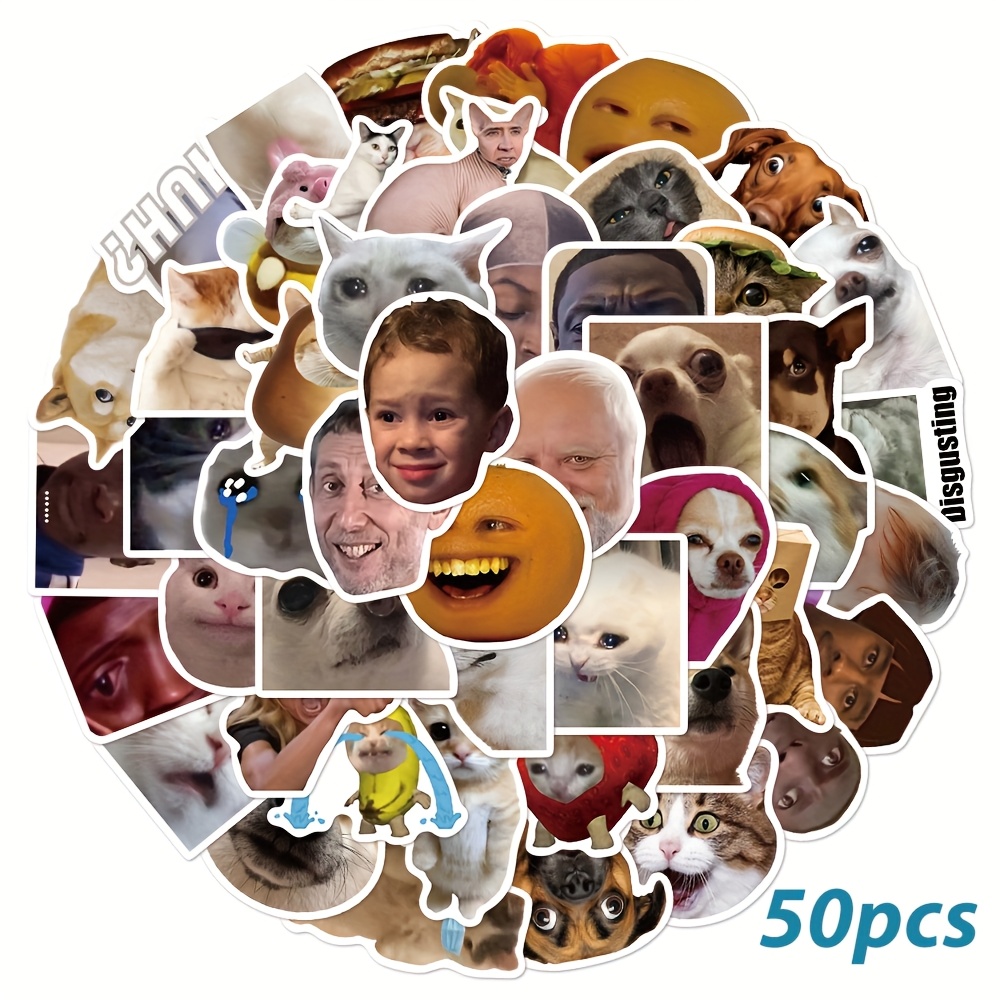 Image of 50pcs Ywwbld Animal Face Stickers - Fun , Glitter Accents, Durable Pvc, Self-adhesive For Journals, Laptops, Luggage, Skateboards - Perfect For Party , Journal Decoration, Designs, Pvc Material