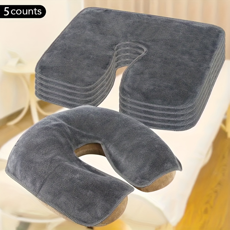 Image of 5pcs Massage Table Towels, Heart-shaped U-shaped Facial Pads, Soft, Machine Washable, Durable And , Suitable For Beauty Salons And Spas, Multiple Styles