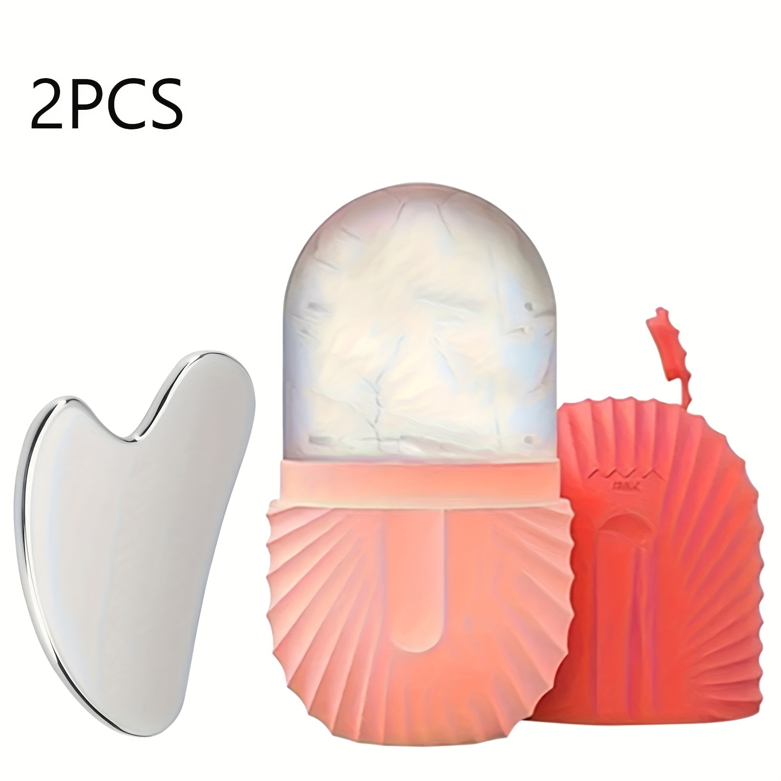 TEMU Facial Massage Tool 2pcs Set - High-grade Stainless Steel Tool + Ice Facial Ice Roller, Perfect Combination For, Great Christmas Gifts