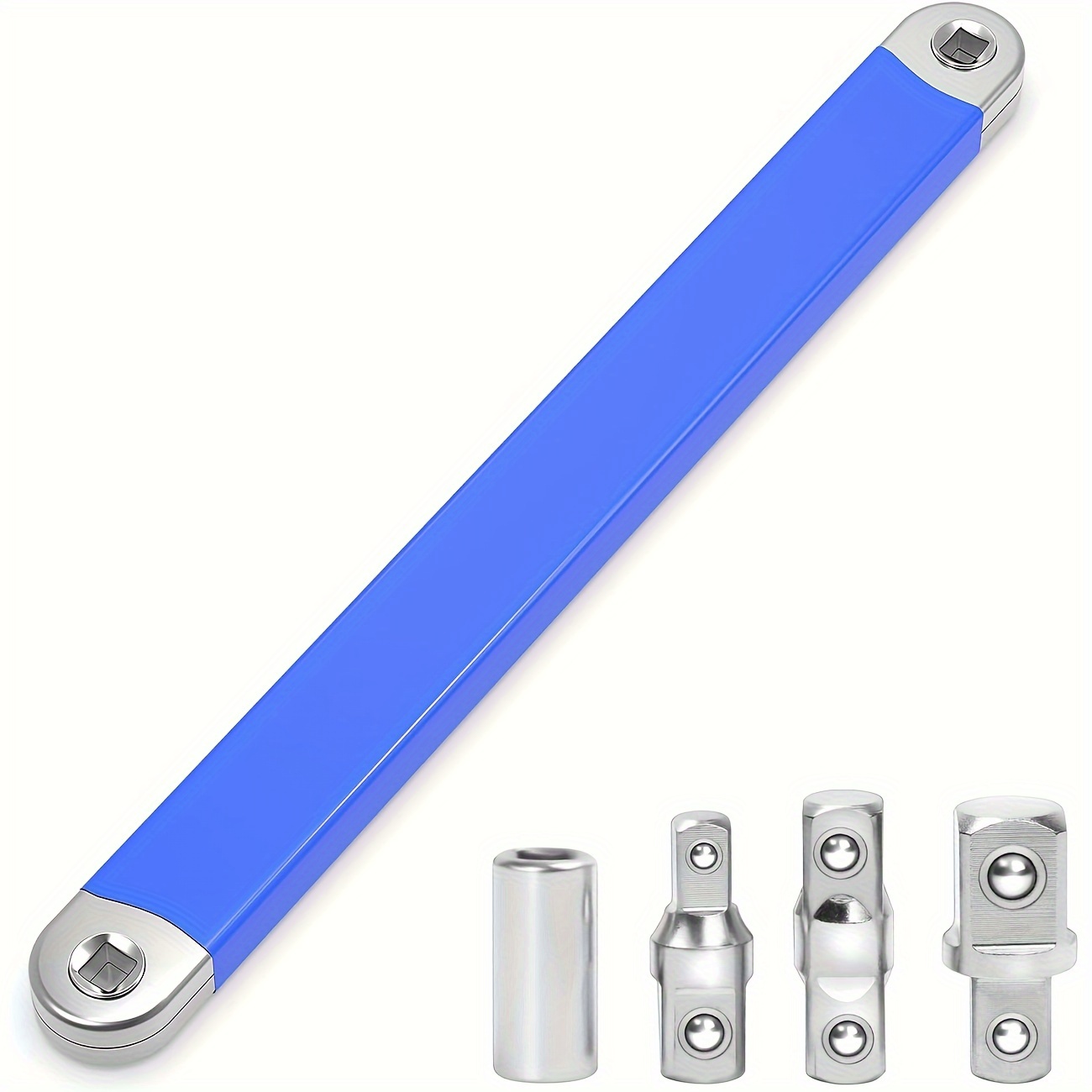 

Stainless Steel Extension Wrench Set With 1/2", 1/4", And 3/8" Square Drive Adapters - Tight , Blue