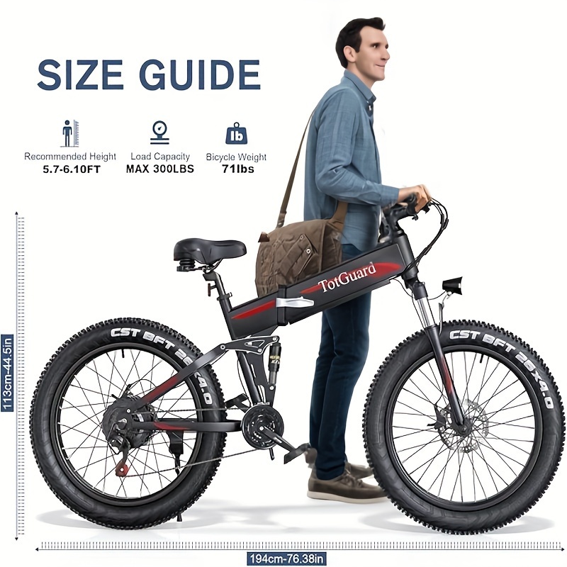 26''x4.0 Fat Tire Men Electric Mountain Bike Electric Temu