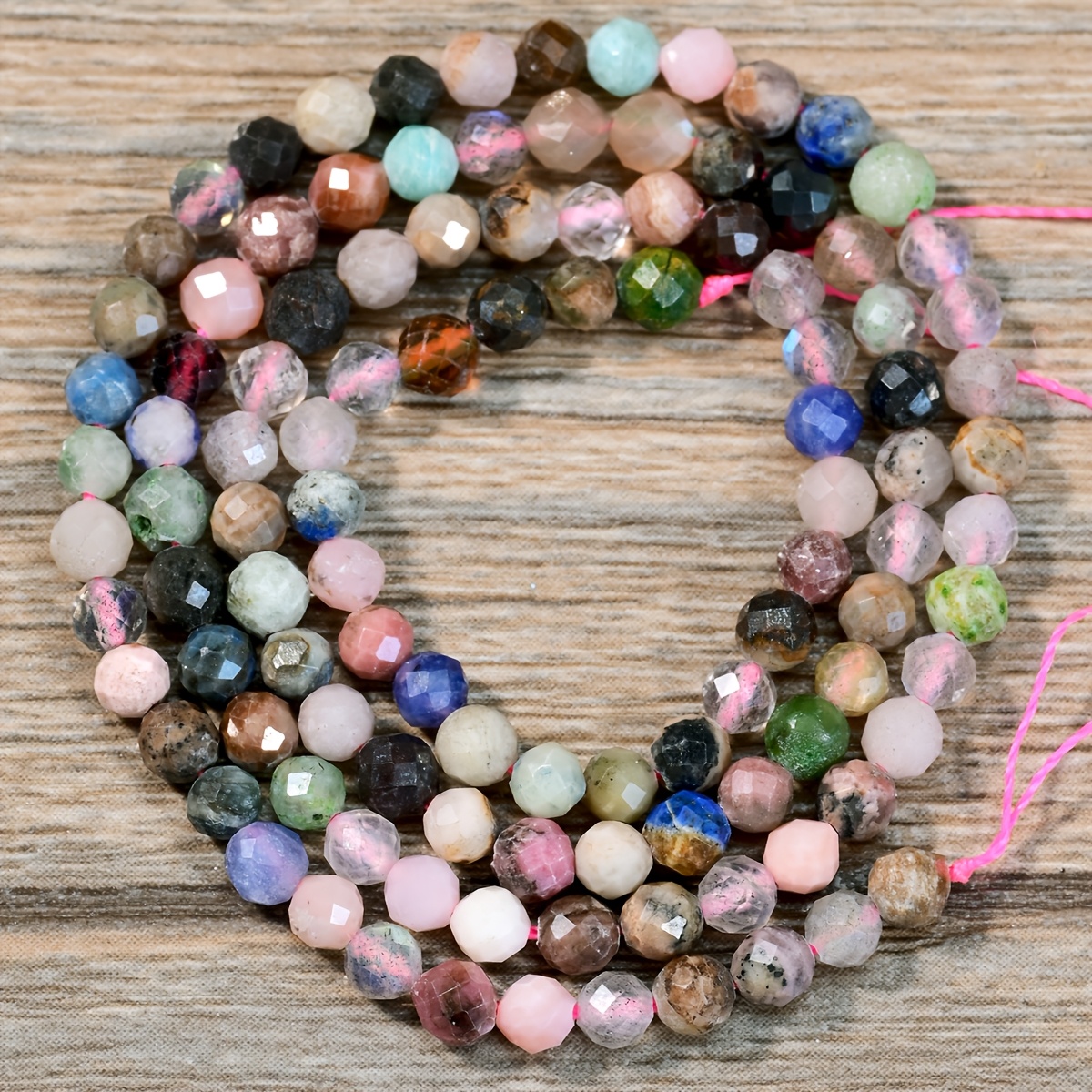 TEMU Perles en naturelle mélangée - de 3 mm en quartz naturel coloré pour la fabrication de bijoux, , bracelets, boucles d'oreilles à soi-,