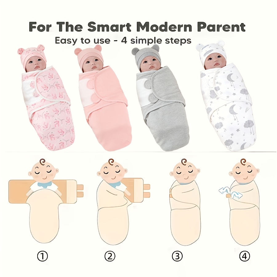 2pcs Baby Swaddle Set with Hat, Soft And Cute Baby Swaddle Blanket, Suitable for 0-6 Months, Easy Wrap Swaddle, Baby Wrap Blanket, Christmas, Halloween, Thanksgiving, Easter Gift