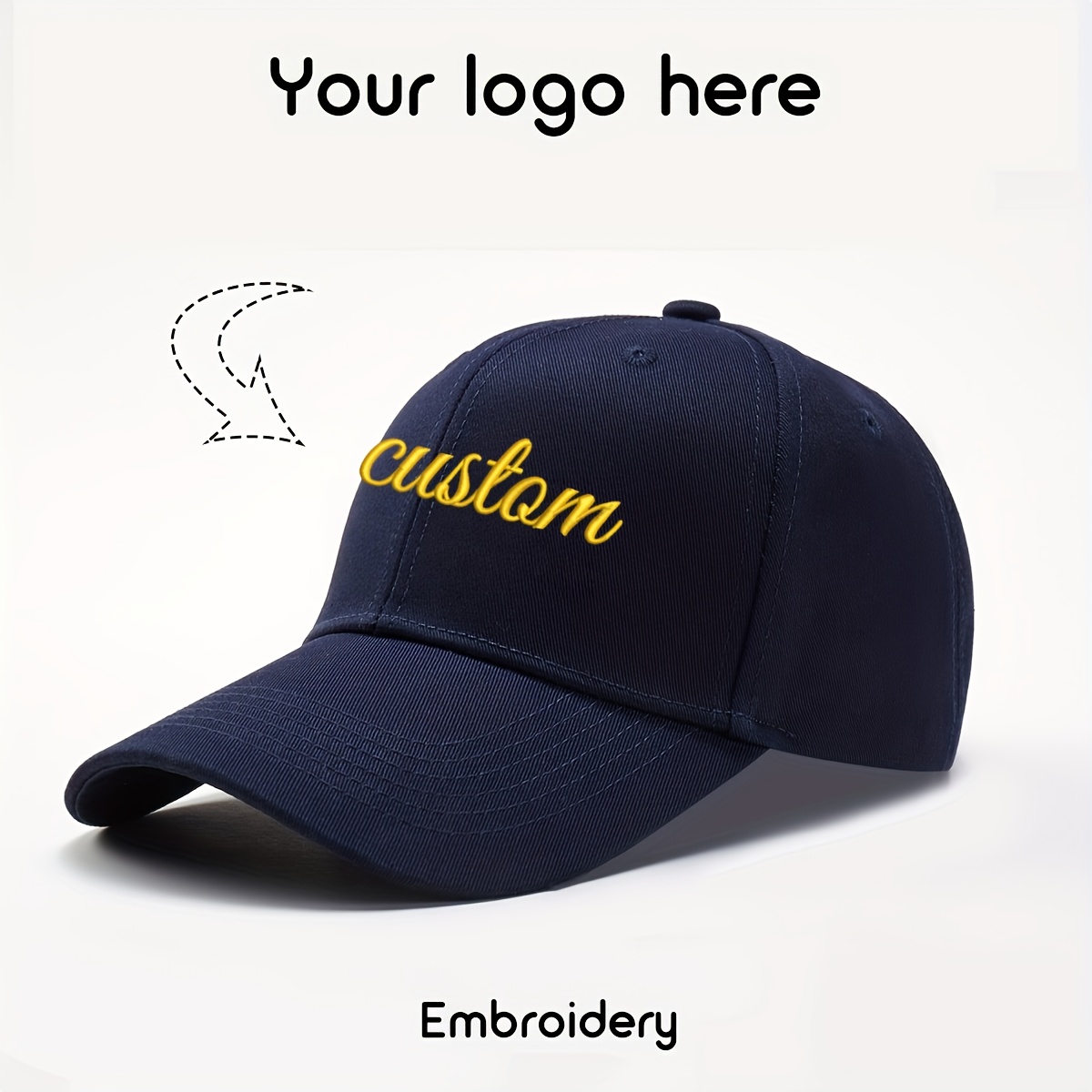 TEMU 1 Custom Embroidered Six-panel Baseball - Adjustable Snapback Design, Lightweight And Stylish Pattern, Logo, Name, Text, Hand Washable, Suitable