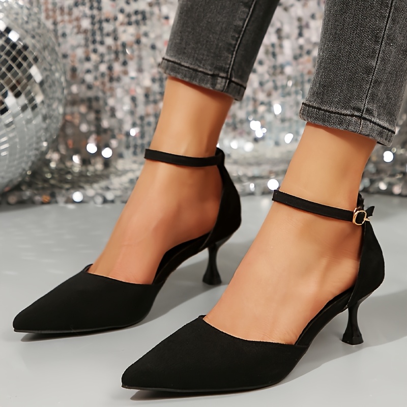black fabric dress pumps Black & silver synthetic fabric Pump flp350-10