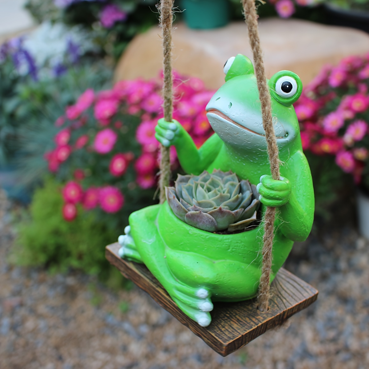 Resin Swing Frog Flower Pot Hanging Fun Swing Frog Hanging - Temu