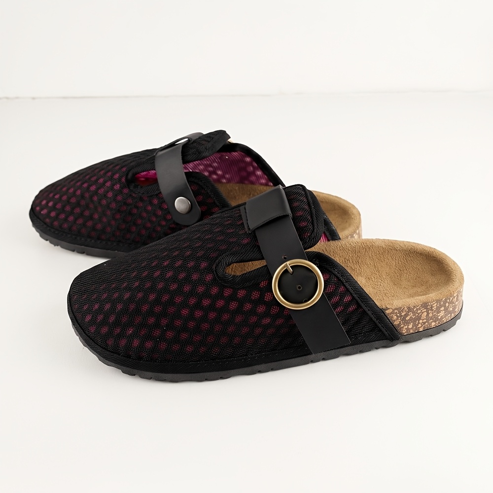 TEMU Smalleyes Summer Plus Size Women's Breathable Casual Mule Shoes, Adjustable Elastic Band, Daily Office Versatile, Home And Outdoor Use,