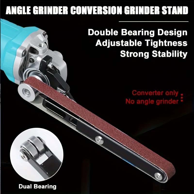 TEMU 6-piece Angle Grinder Conversion Kit: Sanding Belt Stand, 100/60 Mesh Sanding Belts, M10/m14 Screw Holes, And Wrenches For Woodworking And Metal Finishing