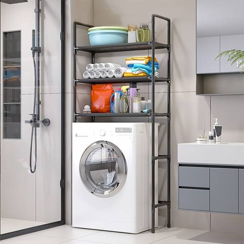 2 3 layers black multi functional multi level vertical storage rack laundry rack suitable for bathrooms laundry rooms for storage items and storage racks standing shelf
