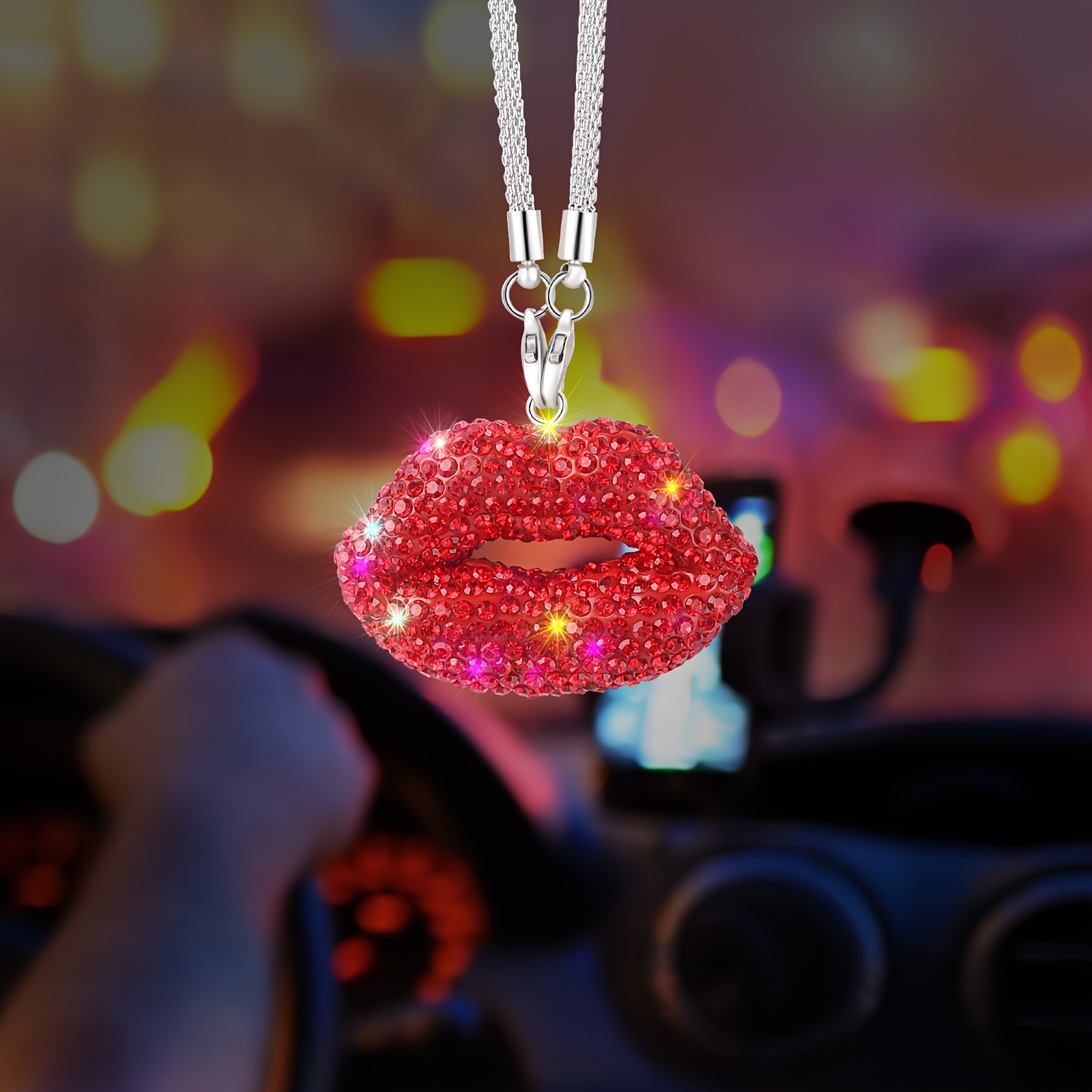 

1pc Internet Car Ornament Mirror Lips Small Pendant Women' Creative Hanging Decoration