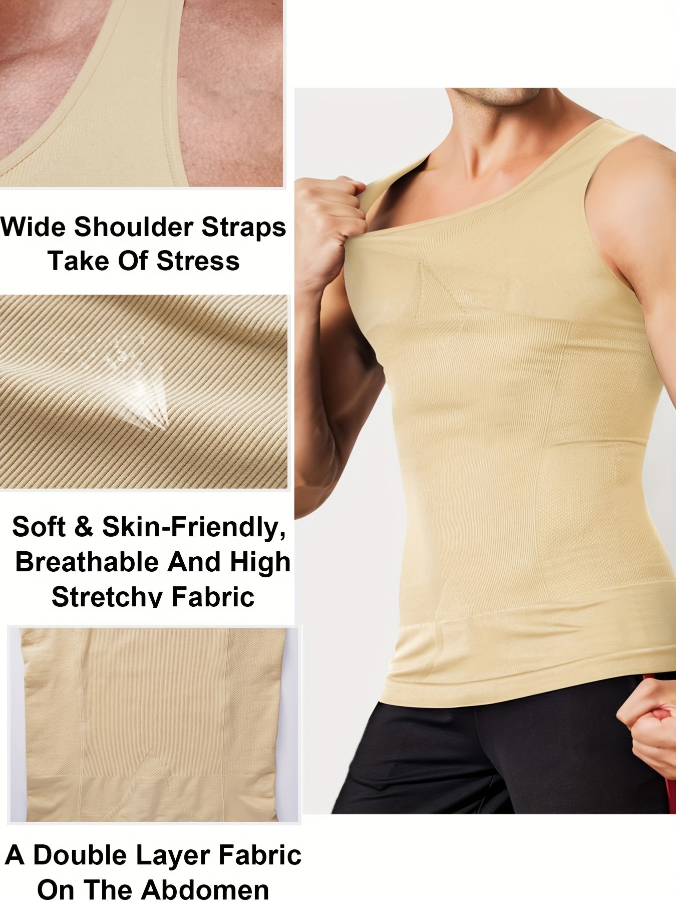 Mens Athletic Compression Shirt Slimming Body Shaper Tank Top Abs Abdomen  Slim Vest Shaperwear Seamless.-xl