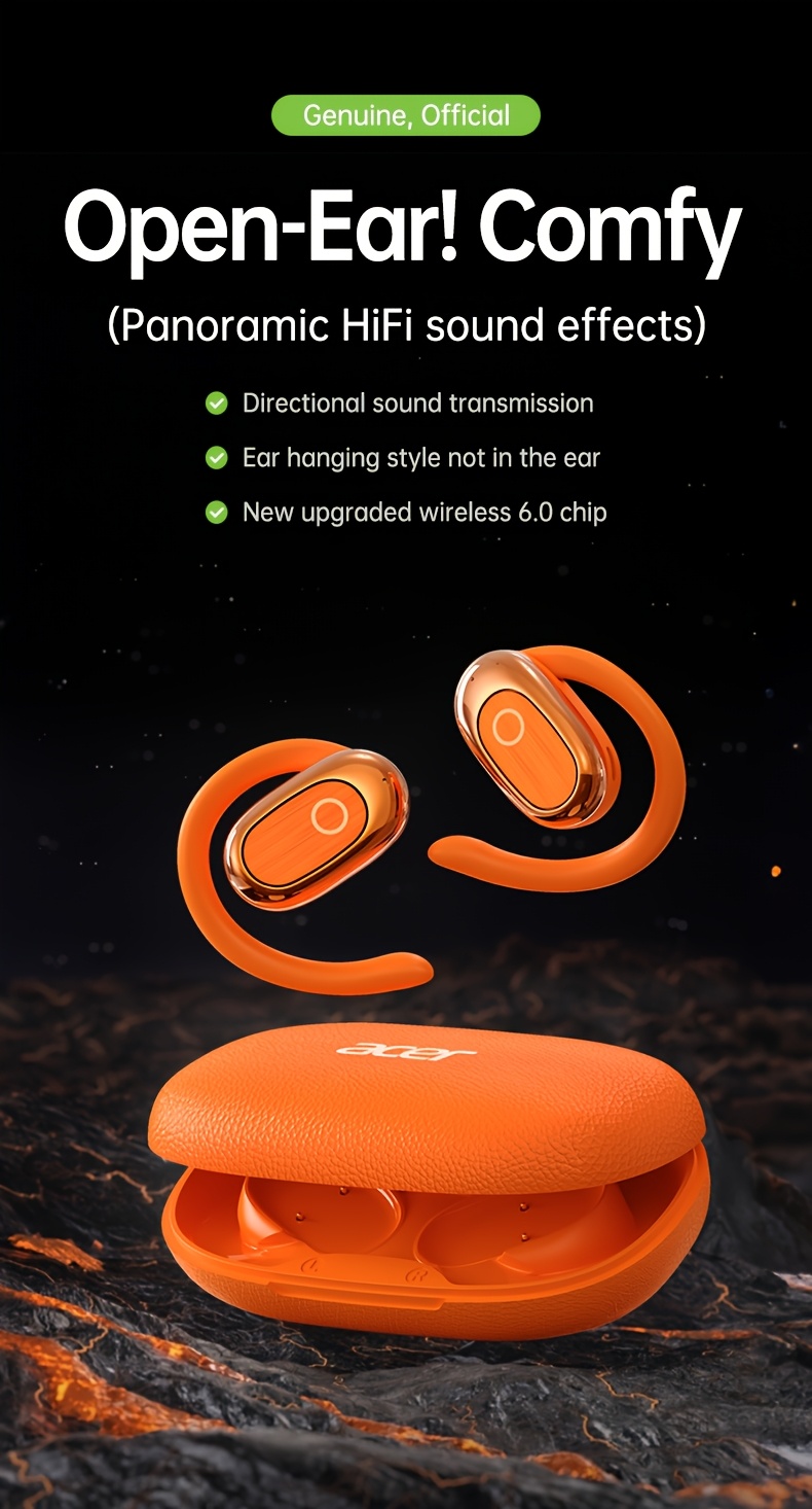 Acer'S Brand New And Authentic Open-Ear Wireless Headphones Feature an Air Conduction Design That Doesn'T Go Inside The Ear, Perfect for Sports, with a Large Battery And Extended Standby Time