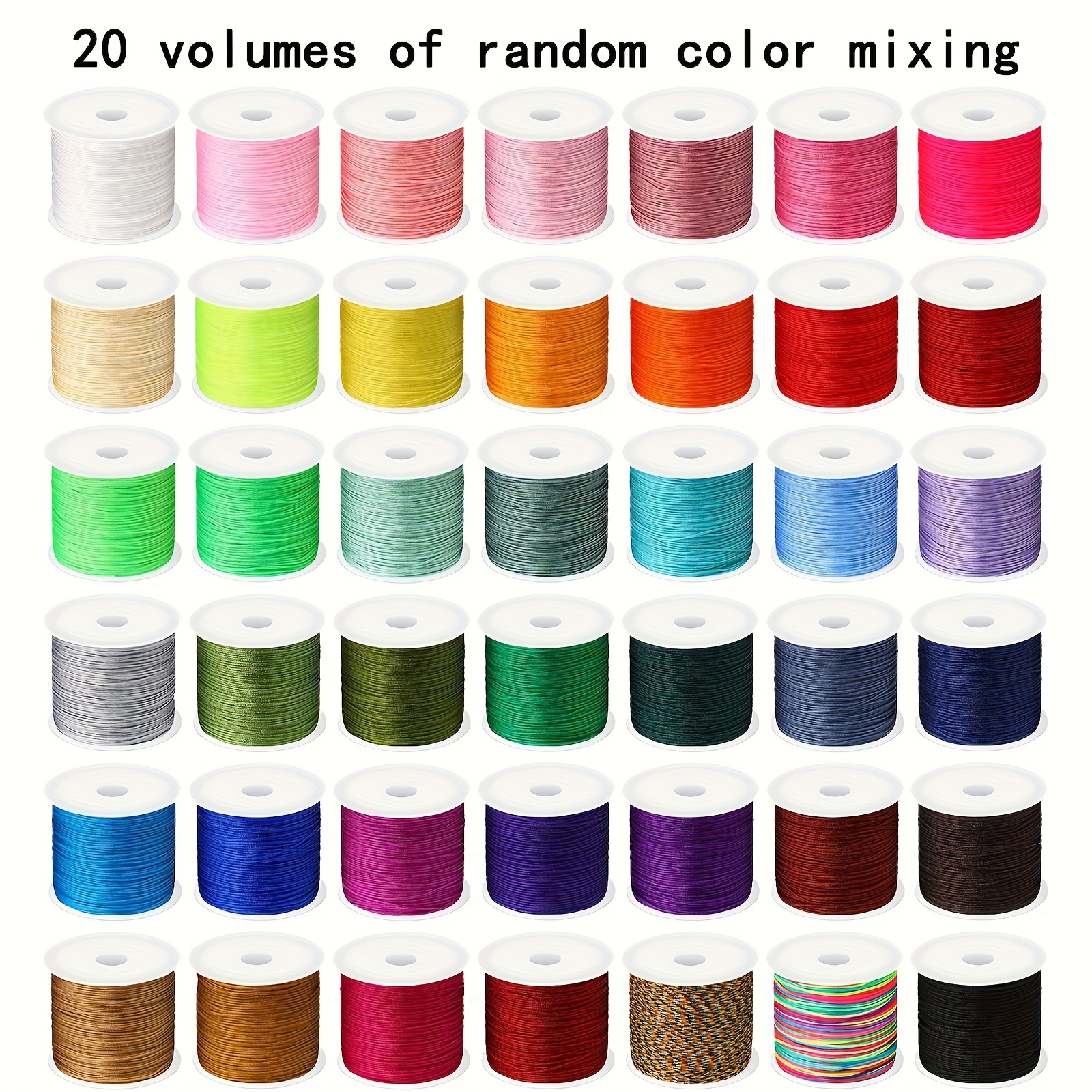 Image of Random 20 Rolls Of Nylon Thread Set, Length 10m/393.7in, Craft Making - Thick 0.8mm Non-elastic Beading Cord And Thread Weaving Thread Bracelet Chinese Knot Jewelry