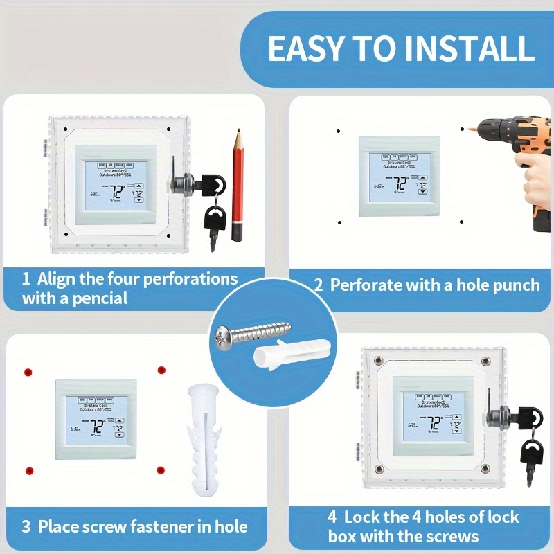 Thermostat-Schutzbox Mit Schloss – Transparente Acryl-Abdeckung, Wandmontiert, Für Restaurants, Büros