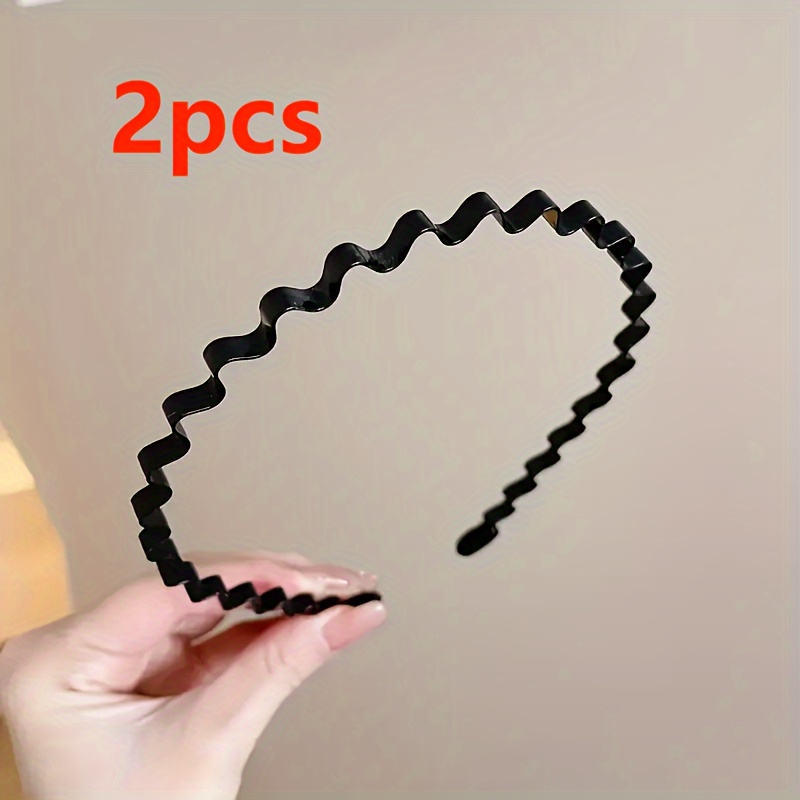 Image of 2pcs Base Wave Spiral Men's And Women's Headband, Invisible Sports Bangs Broken Hair Clip Hairpin, Head Bath Thin Hair Clip Men's And Women's Universal Face Wash Headband