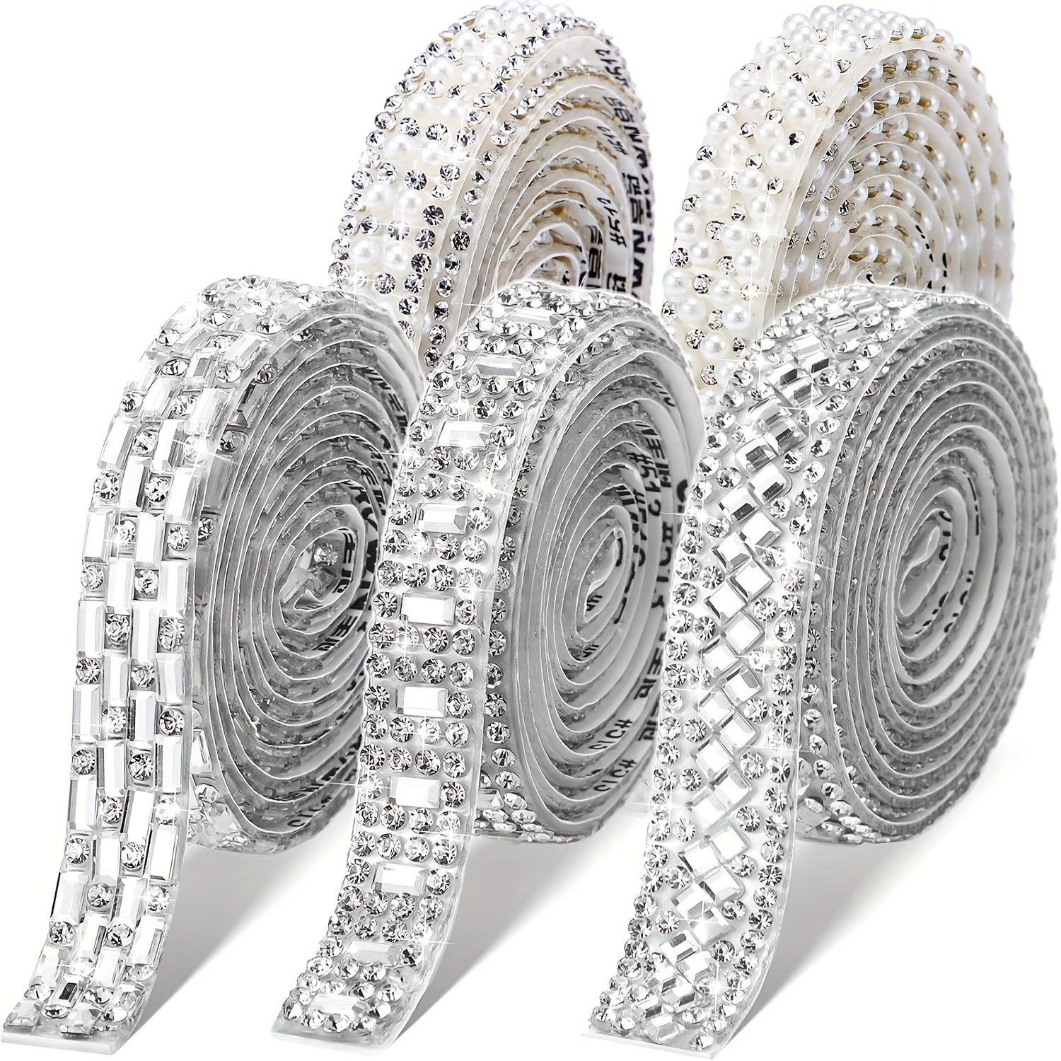 TEMU 5 Rolls Of Crystal Rhinestone Ribbon, Totaling 5 Yards Of Self-adhesive Shiny Resin Diamond Ribbon, Perfect For Arts And Crafts, Phone Gifts,
