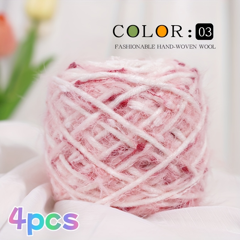 TEMU 4 Bundles, Feather Scarf Yarn, Bean Yarn, Multi-strand Yarn, Scarf Yarn, Knitted Scarf, Shawl Blanket Yarn Ball