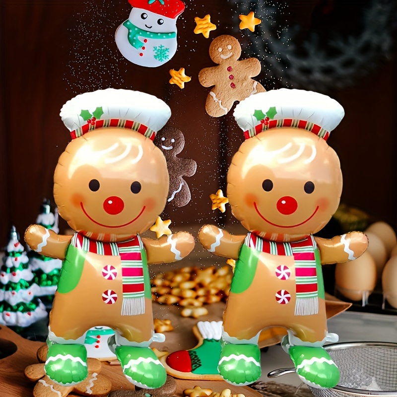 

Festive 61 Inch Gingerbread Man Balloon - Perfect For Christmas, New Year, Or Birthday Parties - Self-sealing, No Electricity Required, Aluminum Material