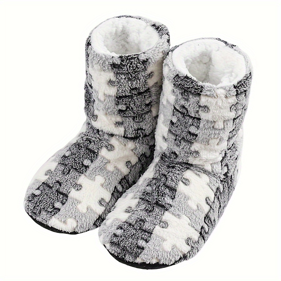 Image of A Pair Of Winter High-top Casual House Slippers With Round Toe, Suitable For Daily Use And Flat-soled Carpet Shoes, Women Shoes