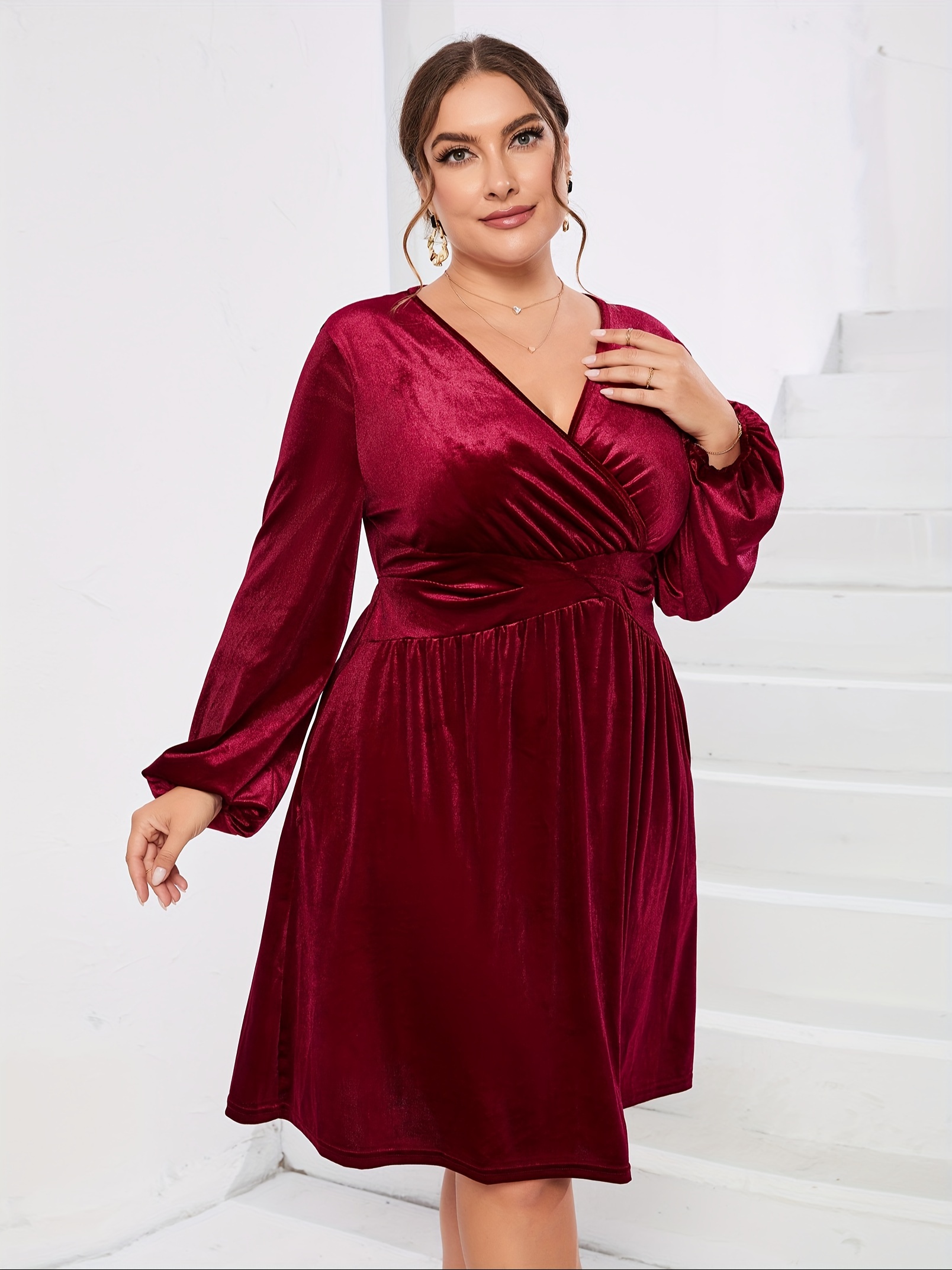 strapless open back dress Plus Size Winter Dress | Long Velvet Wrap Dress main image 1