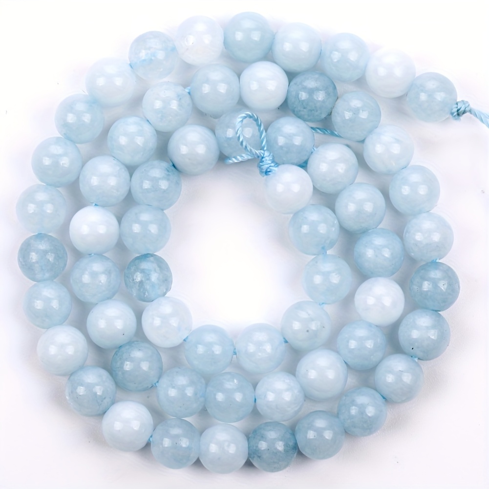 TEMU 6/8/10mm Aquamarine Chalcedony Beads Round Loose Spacer Beads For Jewelry Making Diy Bracelets Necklace&earring 15''