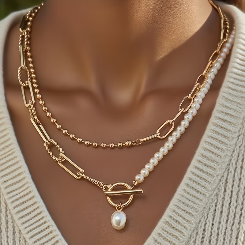 item picture 1pc womens fashion pendant necklace versatile daily luxury elegant old money style pendant irregular exquisite high end quality small round bead womens necklace suitable for womens daily wear vacation date party gift wedding