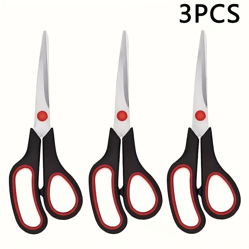 TEMU 3 Ultra-sharp 6.7-inch Stationery Scissors, Stainless Steel Sharp High-quality Household Paper Cutting Scissors With Rubber Handles, Anti-slip