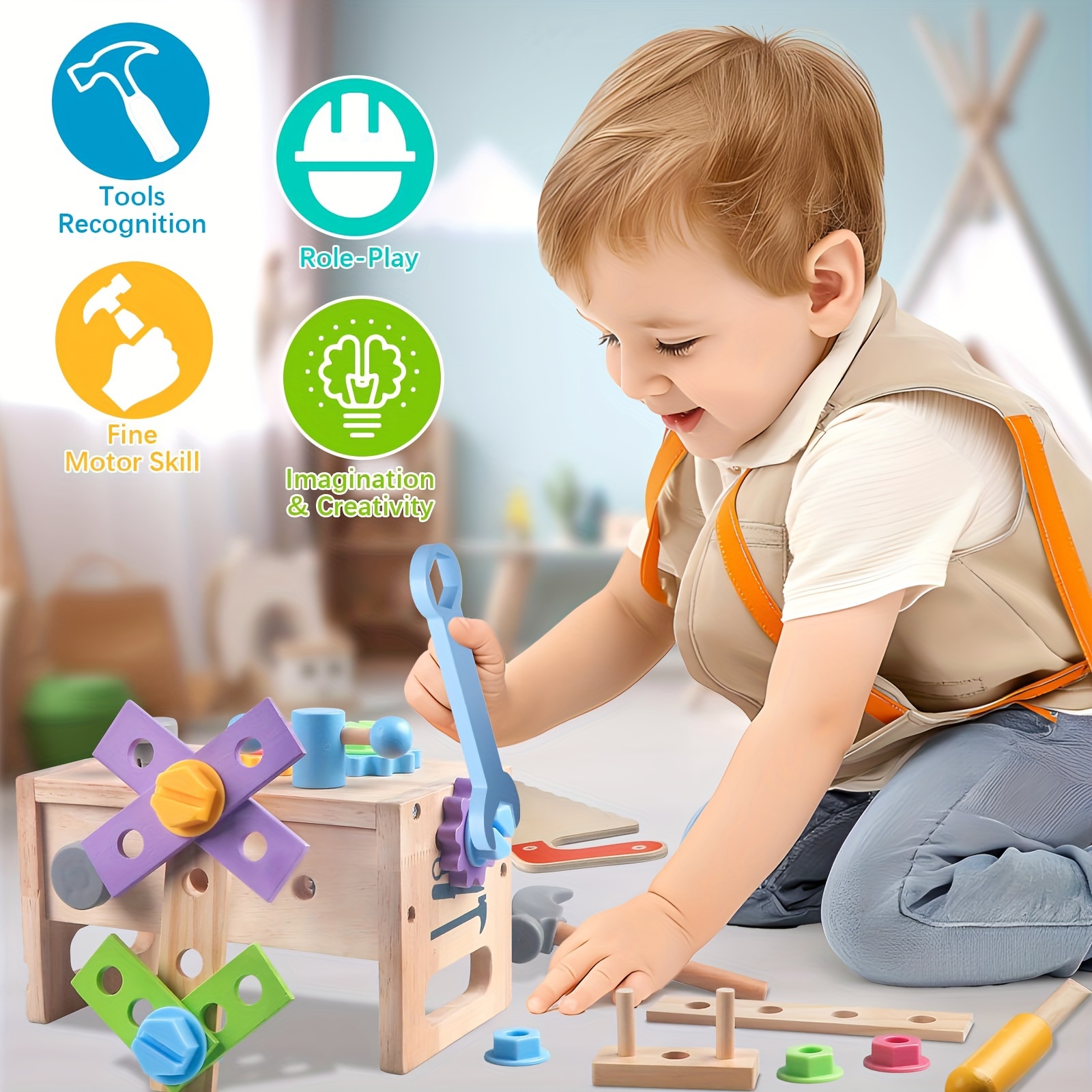 

29 Building Tool Toys, Wooden Toolboxes, Handmade Toys Suitable For 3 4 Boys And Girls, Christmas And New Year Gifts