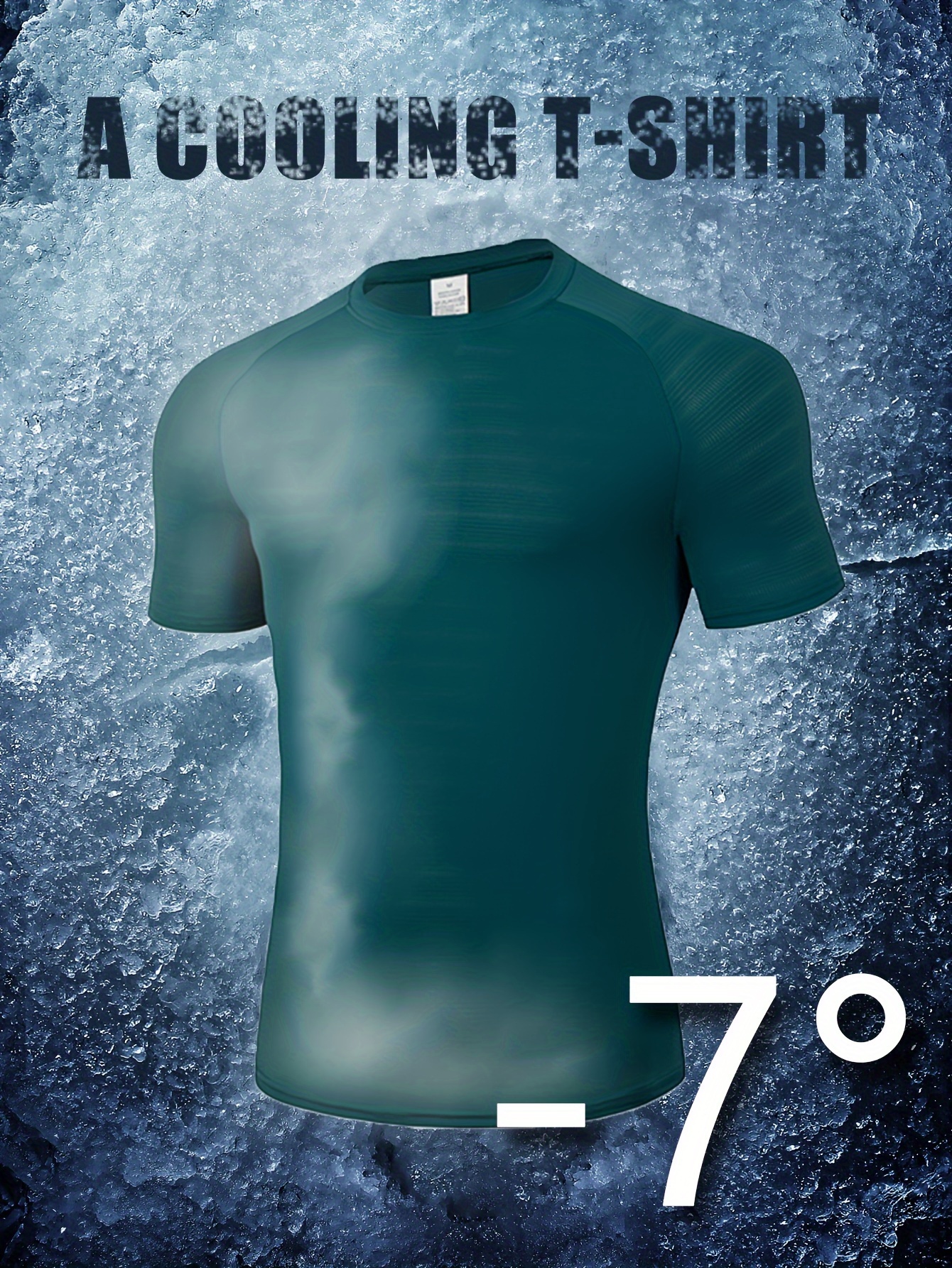 1pc Men'S 7? Ice Sliky Fiber Fabric T-Shirt - High Elasticity Quick-Dry Breathable Moisture-Wicking Fabric, Ice Shrink Quick-Dry Technology for Sports & Casual Wear, Regular Fit Crew Neck, Moisturewicking Shirt, Sleek Design, Highelasticity Fabric