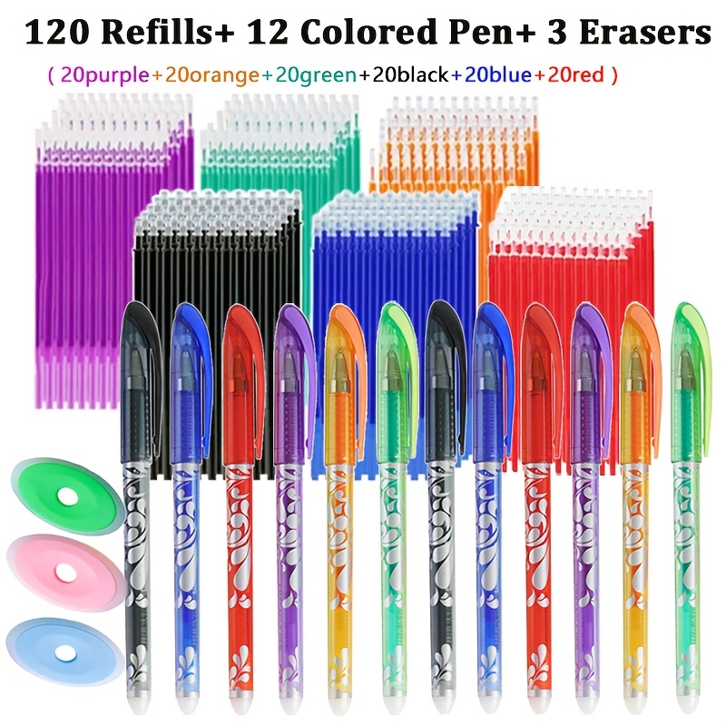 Image of Color 135pcs Erasable Set Six-color /black/red/purple/green/orange 0.5mm Gel Pen Gel Ink Whole Set Stationery School Writing Supplies For Notebook Office School Supplies