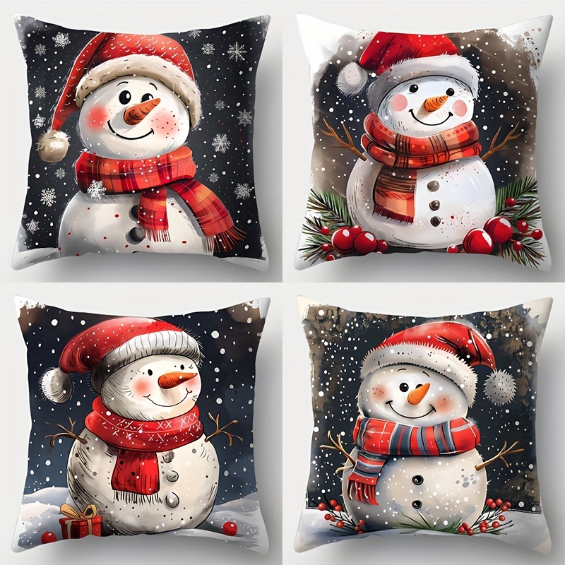 

4pcs Set, Christmas Snowman Pillowcase, Christmas Pillowcase, 17.7in*17.7in, - , Christmas Decoration, Sofa , Pillowcase