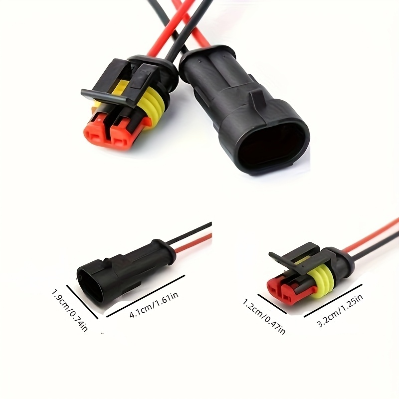 conectores eléctricos de 2 pines de desconexión rápida de 10 piezas - impermeables, enchufes y hembra para , camiones, motos, barcos - cable de 18awg detalles 2