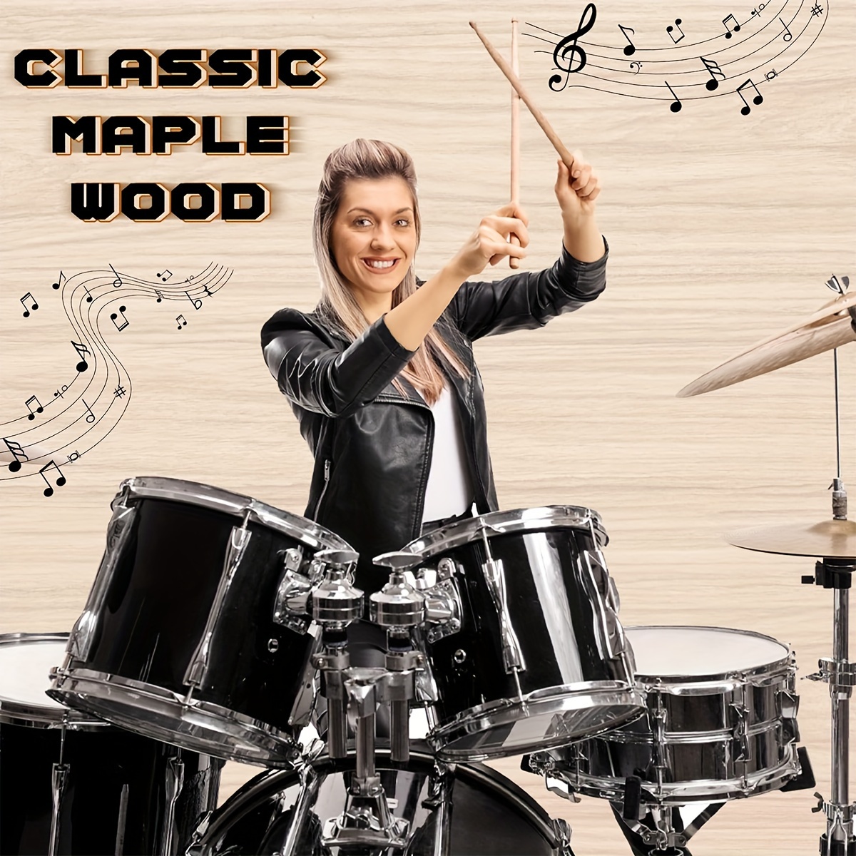 Bacchette Per Batteria 5A In Legno D'Acero - 40 Cm, Punta Ovale, Per Batteristi Principianti Ed Esperti