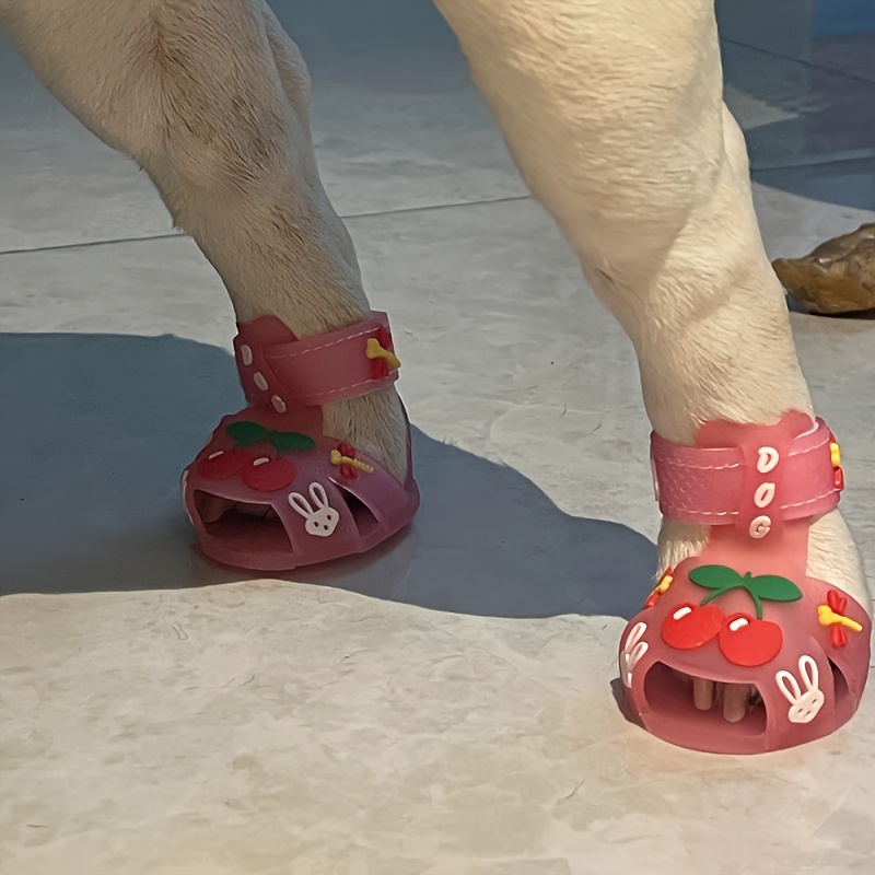 Pink Breathable Dog Walking Shoes for Rainy Days