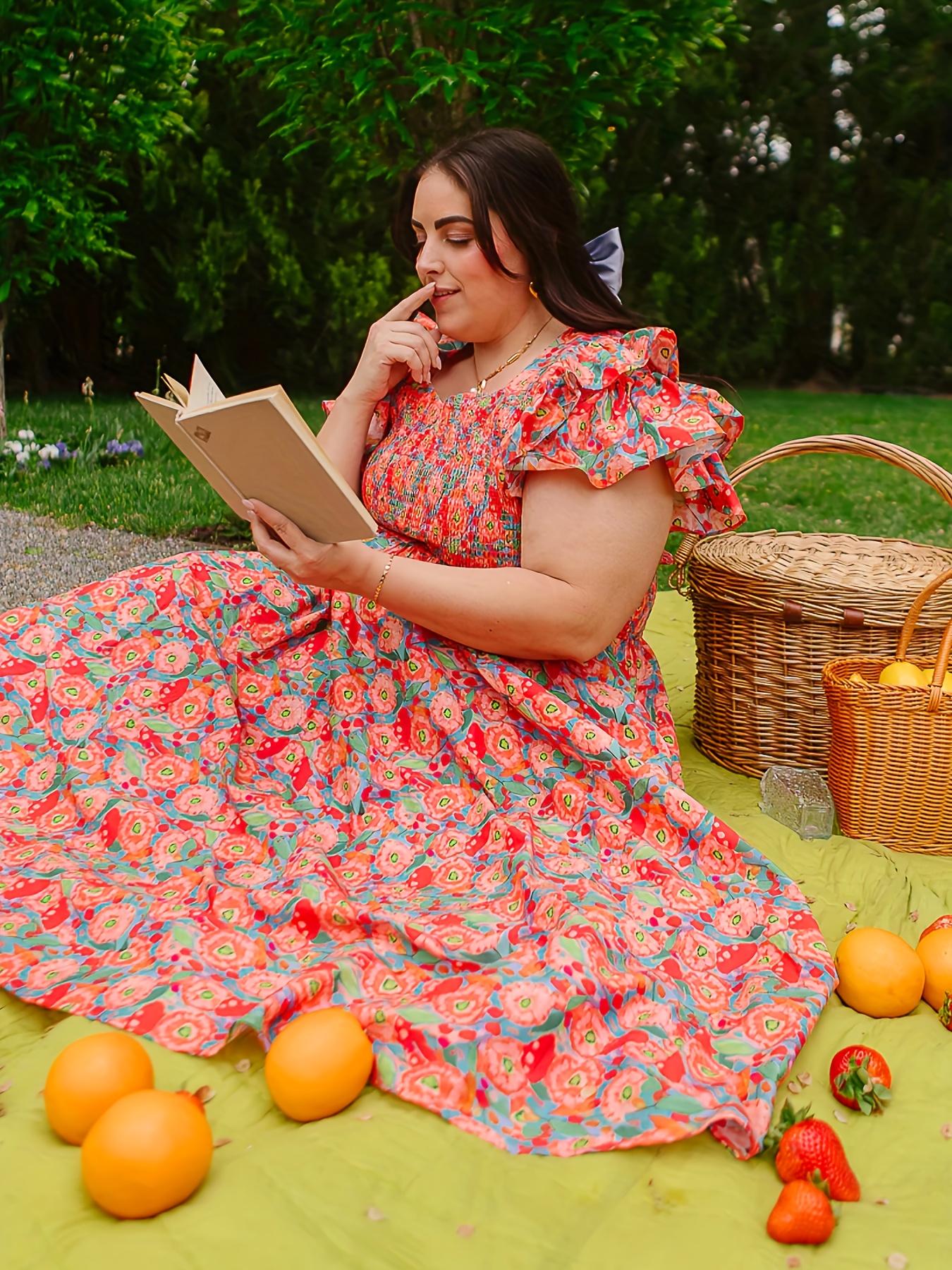 womens sleeveless floral print maxi dress vibrant red orange - Temu