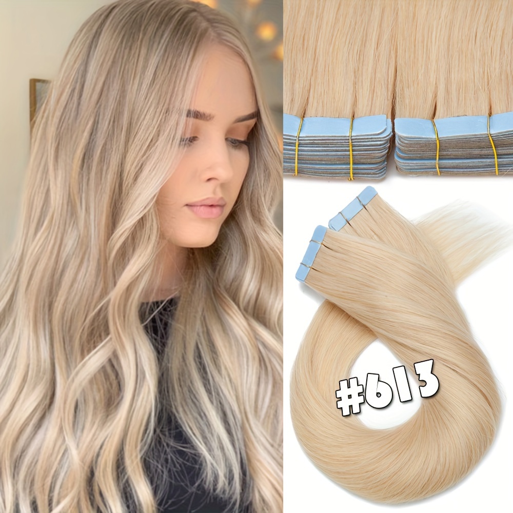 25g pack 10pcs tape in hair extensions human hair real human hair tape in extensions straight skin weft100   seamless human hair extensions for women 12 24 inches details 7