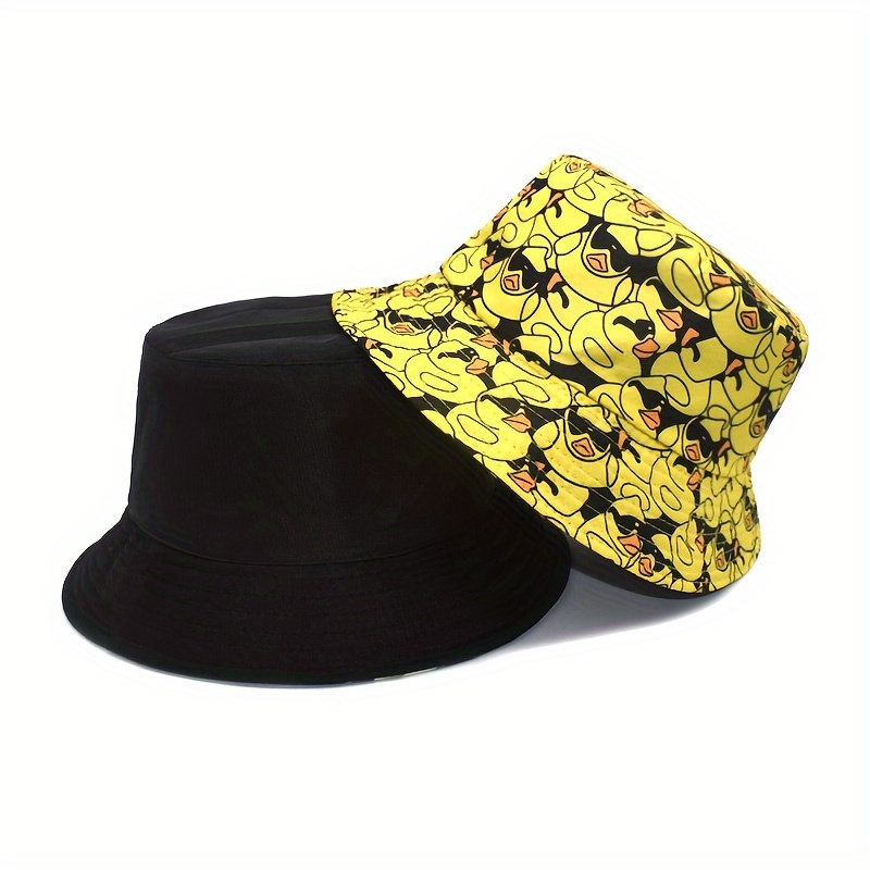 

Reversible Cartoon Duck Pattern Bucket Hat, Unisex Beach Travel Fashion Hat, Outdoor Summer Cap For Men And Women