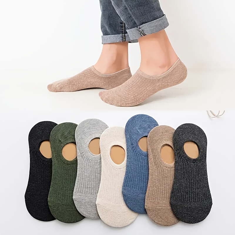 

5 Pairs Of Men's Boat Socks, Short Anti-odor Silicone Non-slip Summer Thin Breathable Invisible Low-cut Socks.