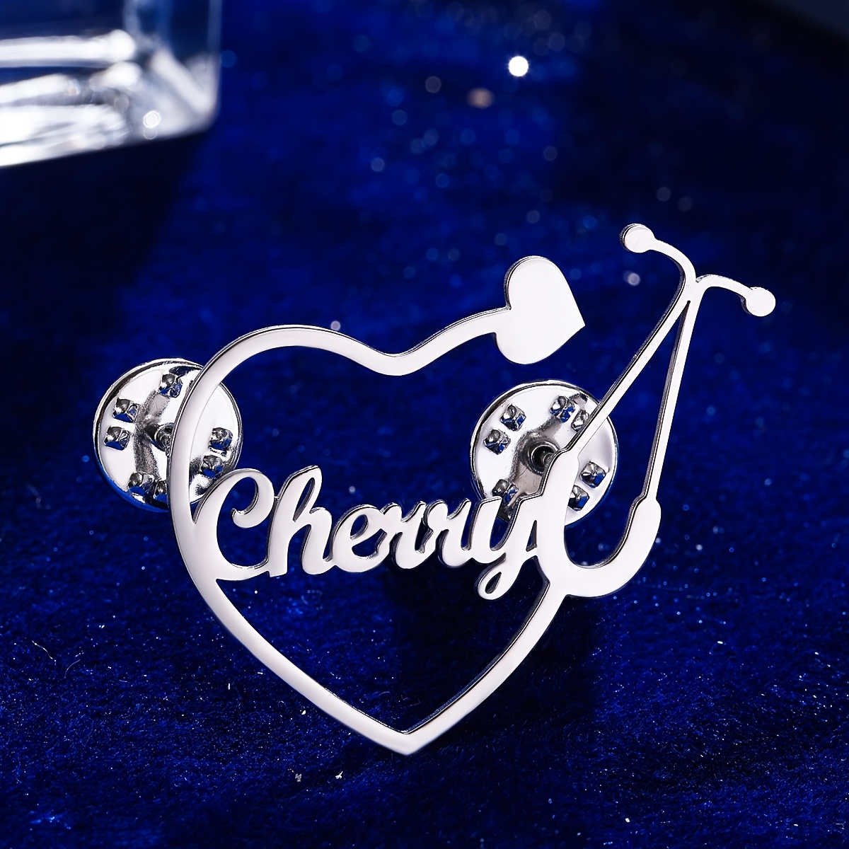 TEMU /Bottoniera stetoscopio personalizzata a forma di cuore, design retr簷, in acciaio inossidabile, badge medico con personalizzato, regalo per