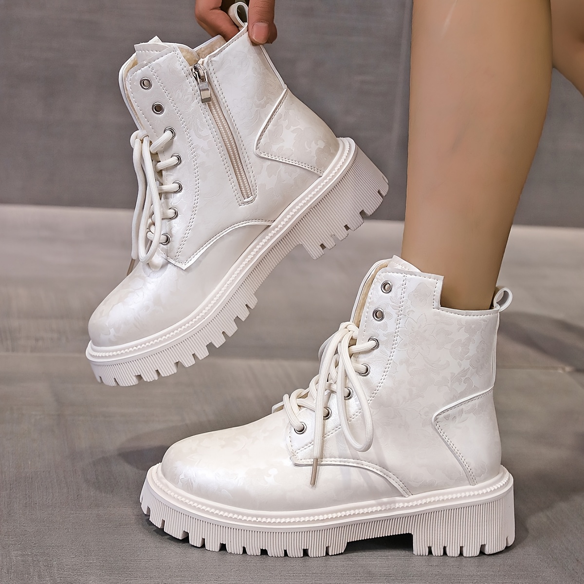 

's Pattern Ankle Booties - -up , , Toe - Synthetic , & , Pvc - Footwear
