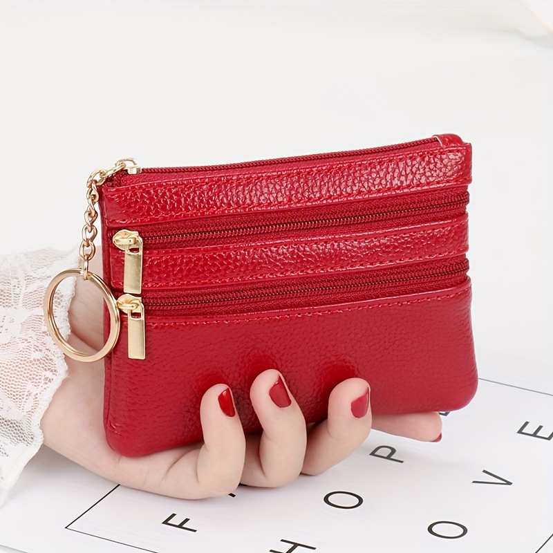 Image of A Multi-layered Circular Zippered Solid Color Small Wallet, Portable Coin Purse, And Compact Card Holder. A Gift For Friendship, Birthday, Sisters, Or Mother's Day.