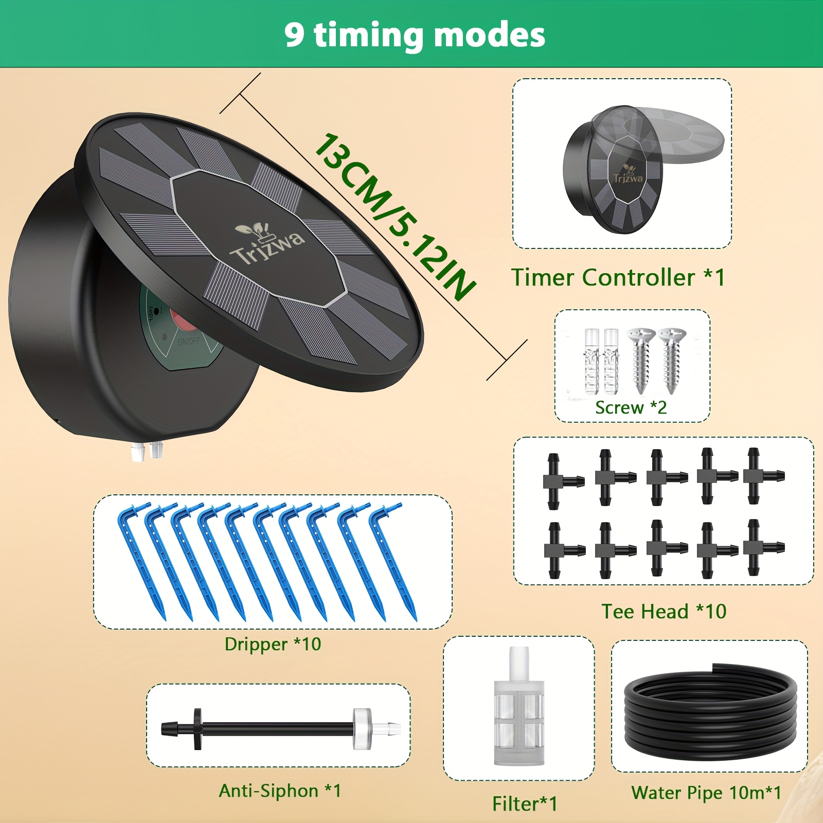 Image of Solar Drip Irrigation System For Garden, Plant Watering Devices, Automatic Drip Irrigation Kit Solar Irrigation System Garden Self Vacation Plant Watering System For Indoor & Outdoor