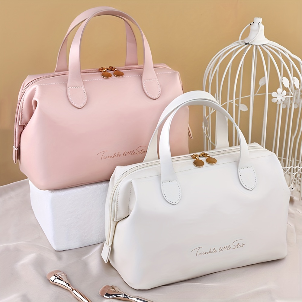 

Cosmetic Bag, Large Capacity Handbag, Portable Toiletry Bag, Pu Water-resistant Travel Storage Bag