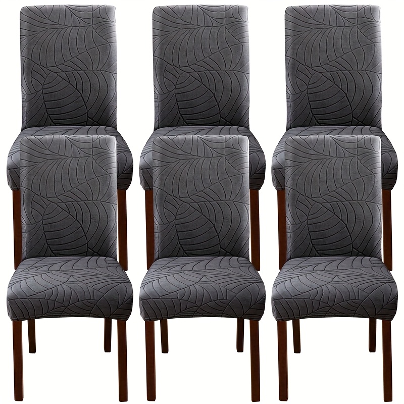 4/6pcs Big Leaves Jacquard Chair Cover Elastic Universal Chairs Protector Cover For Living Room Dining Banquet Kitchen