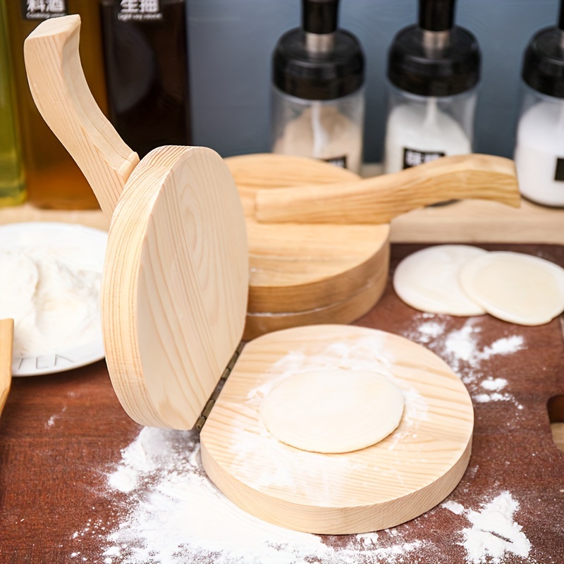 

1pc Premium Solid Wood Dumpling Maker - Versatile Dough Press For Dumplings, Pies & Burgers - Non-stick Kitchen Gadget