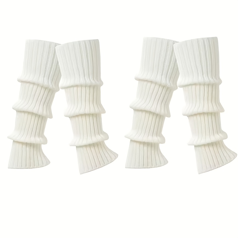 TEMU - Women's Autumn/winter Simple Leg Warmers, White And Black Thick Warm Over-the-calf Socks Designed For Snow Boots